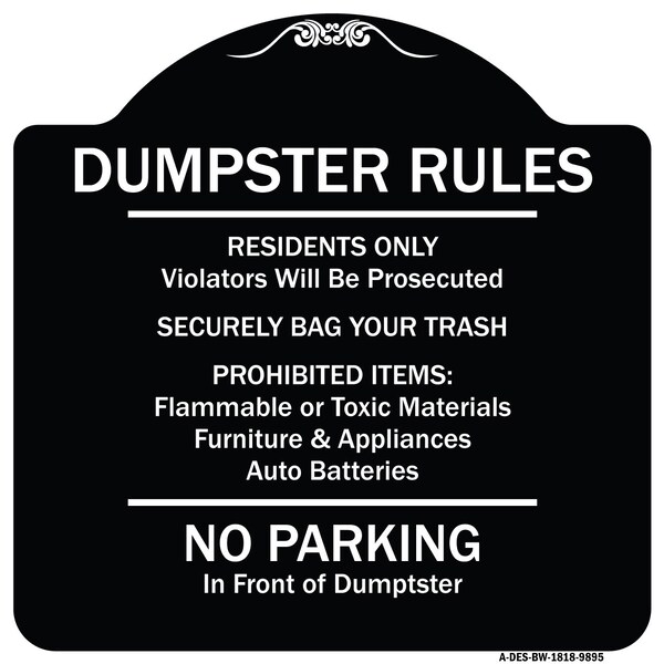 Designer Series-Residents Only Violators Prosecuted Bag Your Trash No Parking